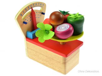 Goki Bunte Waage aus Holz Spielküche Kinderküche Kaufmannsladen Rollenspiel 