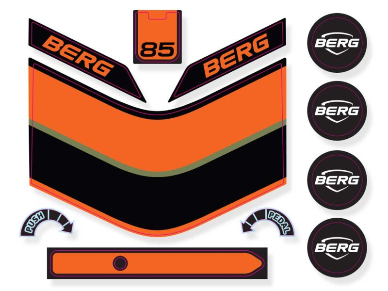 BERG Aufkleber-Set für Buzzy Retro Green 2-in-1 Pedal-Gokarts 