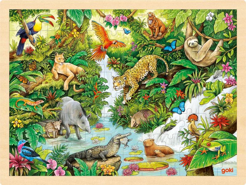 goki Einlegepuzzle »Im Dschungel«, Holz, 96 Teile 