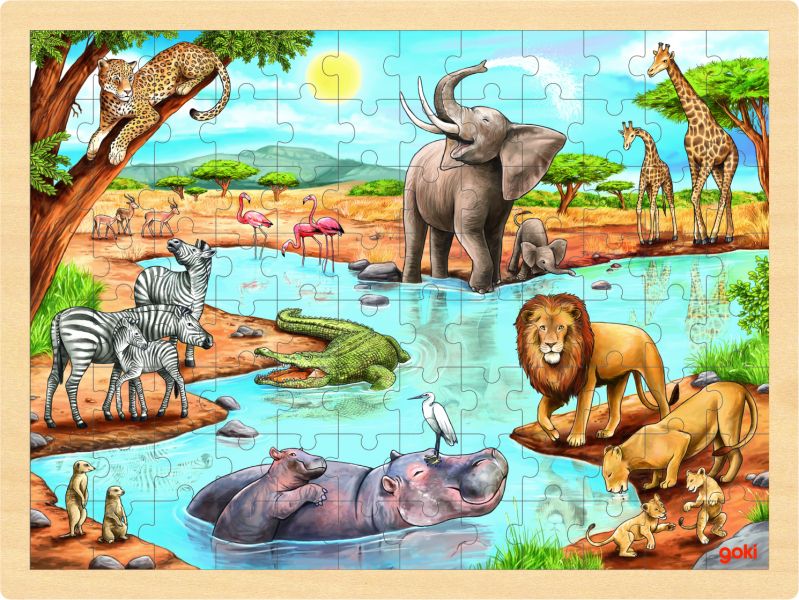 goki Einlegepuzzle »afrikanische Savanne«, Holz, 96 Teile 