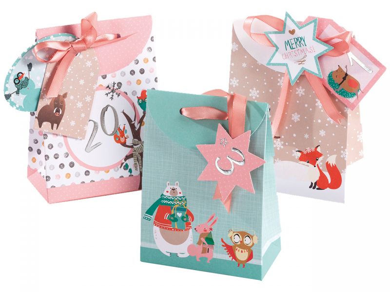 Folia Adventskalender-Set Geschenketaschen, Pastell 