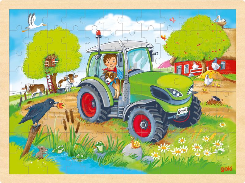 goki Einlegepuzzle »Traktor«, Holz, 96 Teile 