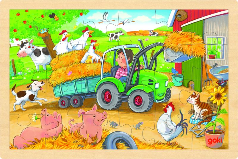 goki Einlegepuzzle »Kleiner Traktor«, Holz, 24 Teile 