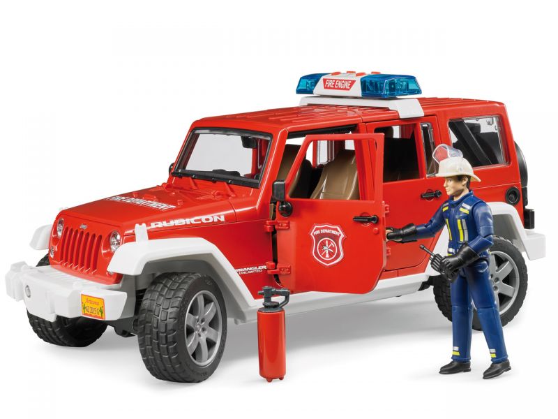BRUDER Jeep Wrangler Feuerwehr-Einsatzfahrzeug mit Feuerwehrmann 