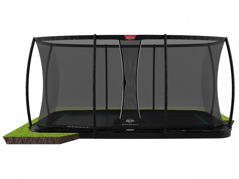 BERG Trampolin Ultim Elite FlatGround 500 Black inkl. Sicherheitsnetz Deluxe XL 