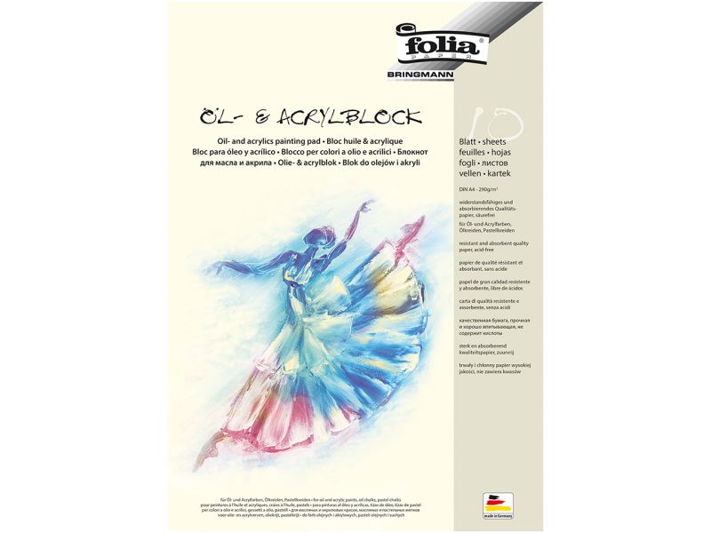 Folia Öl- und Acrylmalblock, DIN A4, 10 Blatt, weiß, 290g/m² 