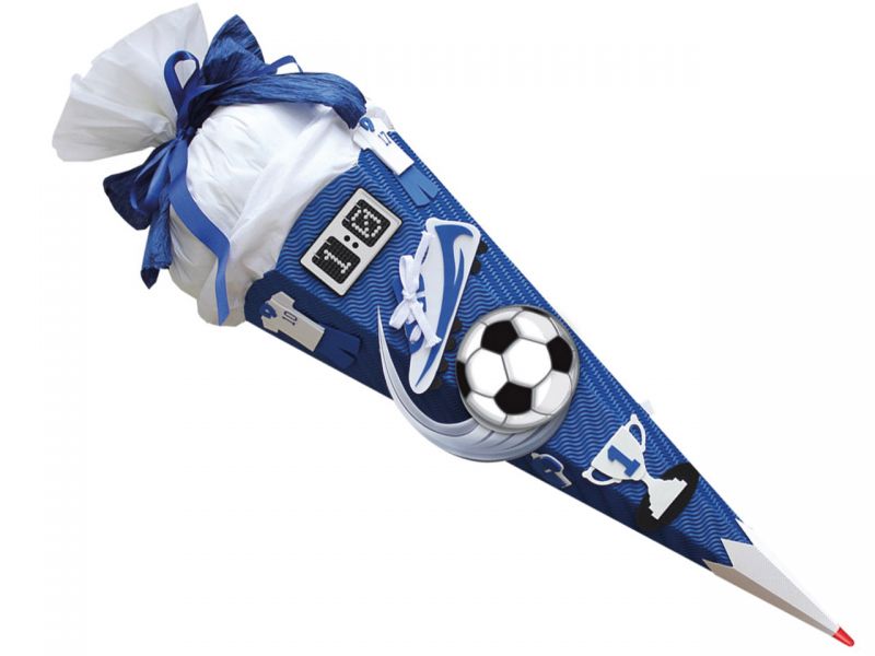 Bastel-Schultüte Soccer Blau, 68 cm 