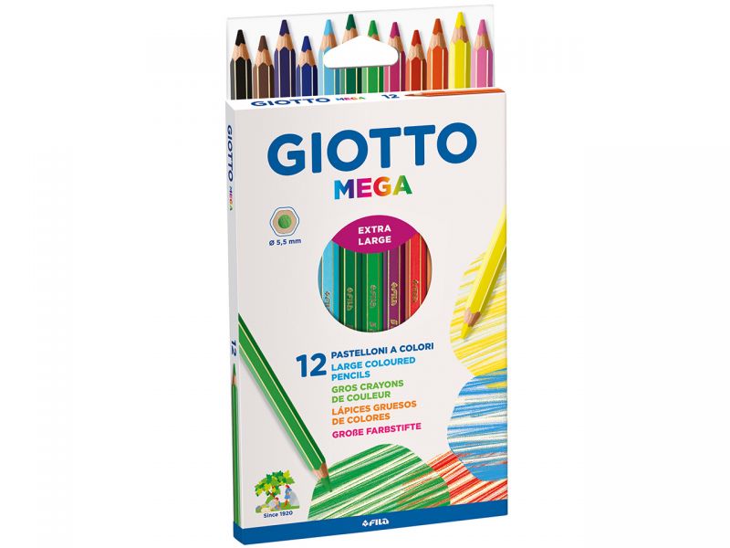 Giotto Mega Farbstifte, 12 Farben 