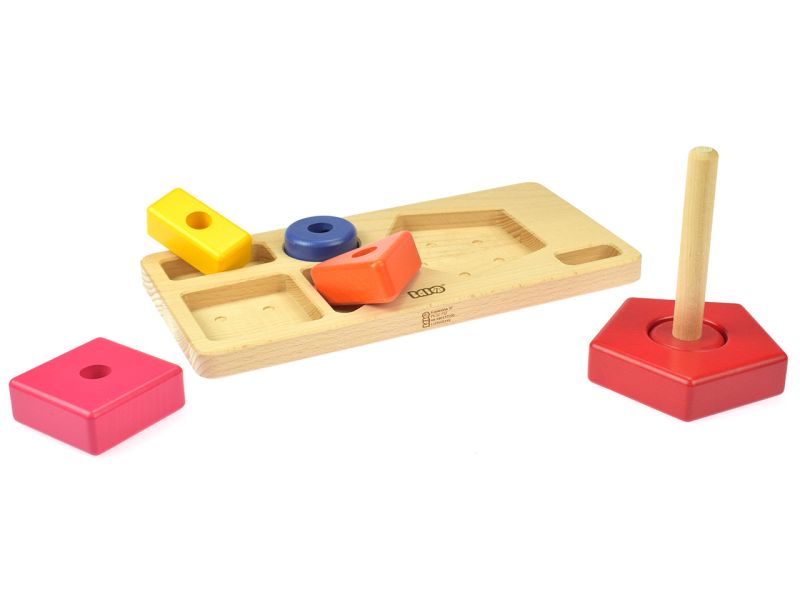 2Play Steckspiel mit bunten Ringen Holzspielzeug Holzpyramide Steckspielzeug 