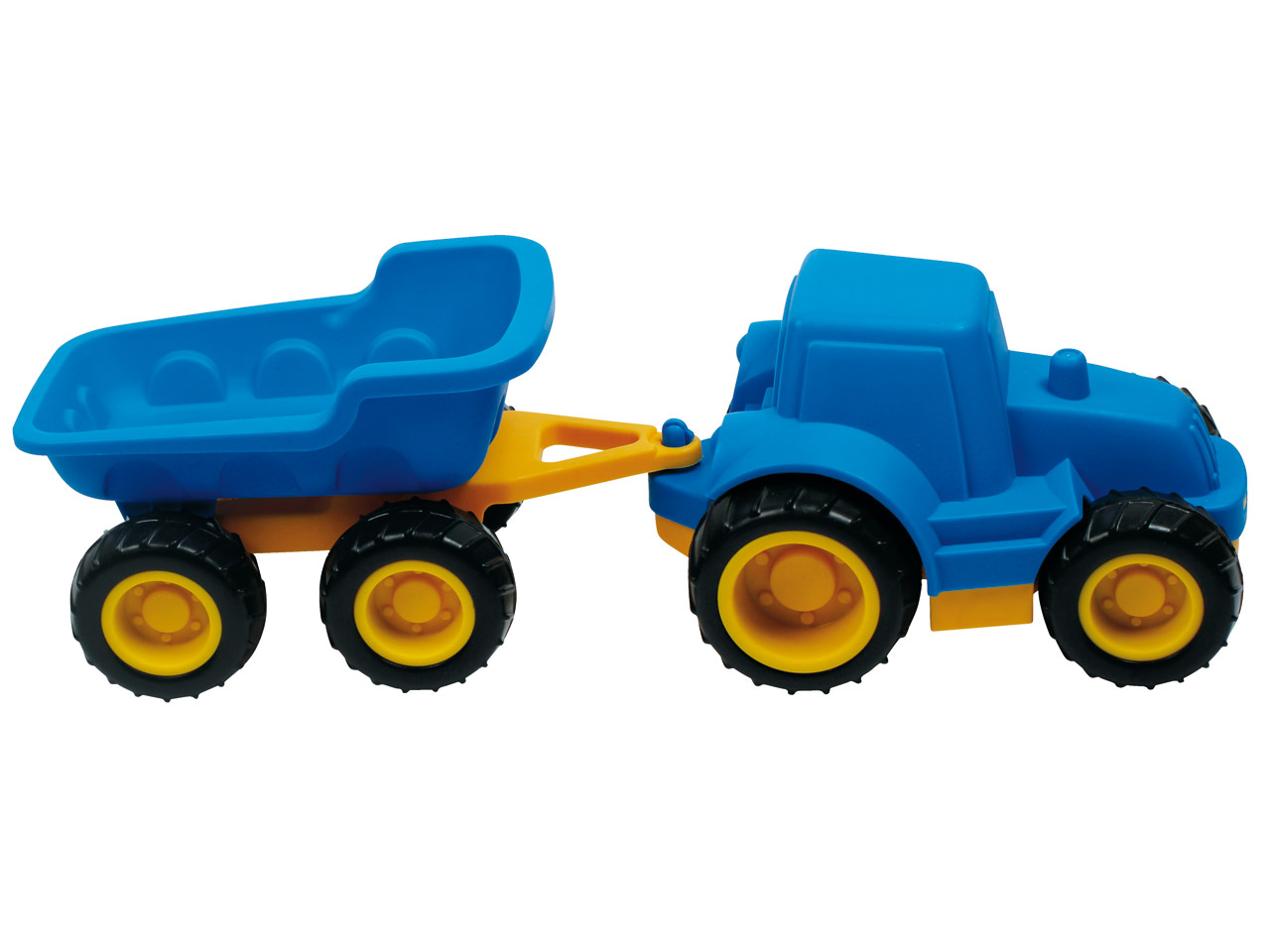 Traktor mit Anhänger, blau/gelb