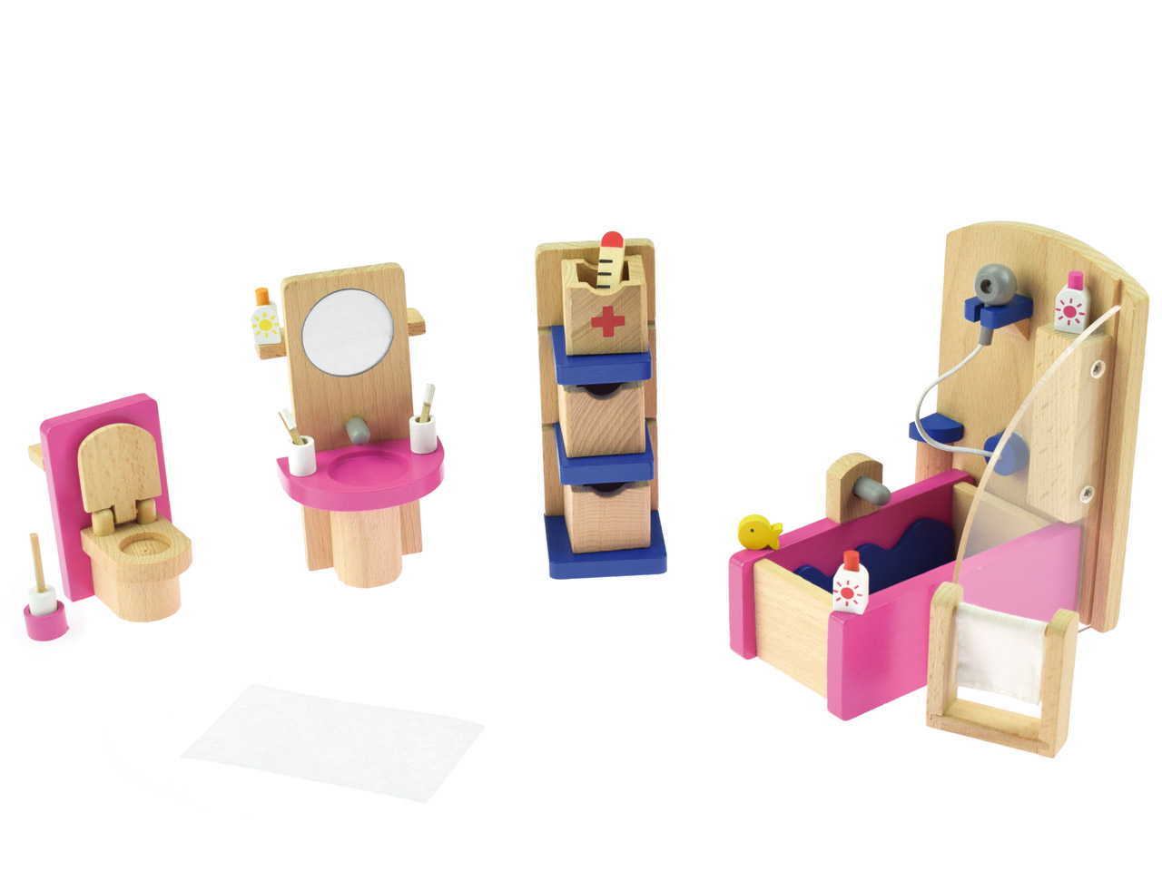 Goki Puppenhausmöbel für das Badezimmer Möbel Puppenhaus Badezimmermöbel NEU 