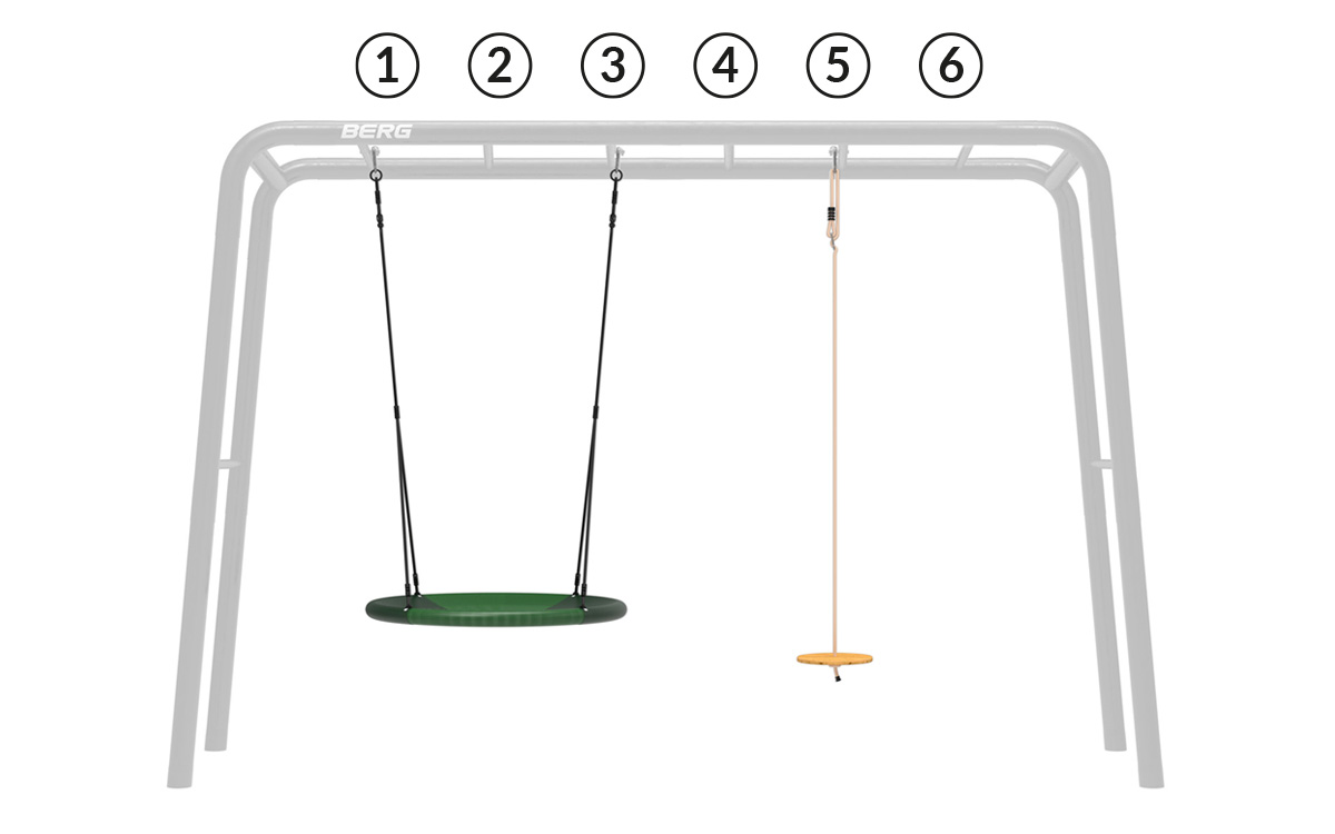 BERG PlayBase-Rahmen in der Größe Large: Zubehör-Kombinationen aus Schaukeln, Kletternetz, Kletterwand etc.