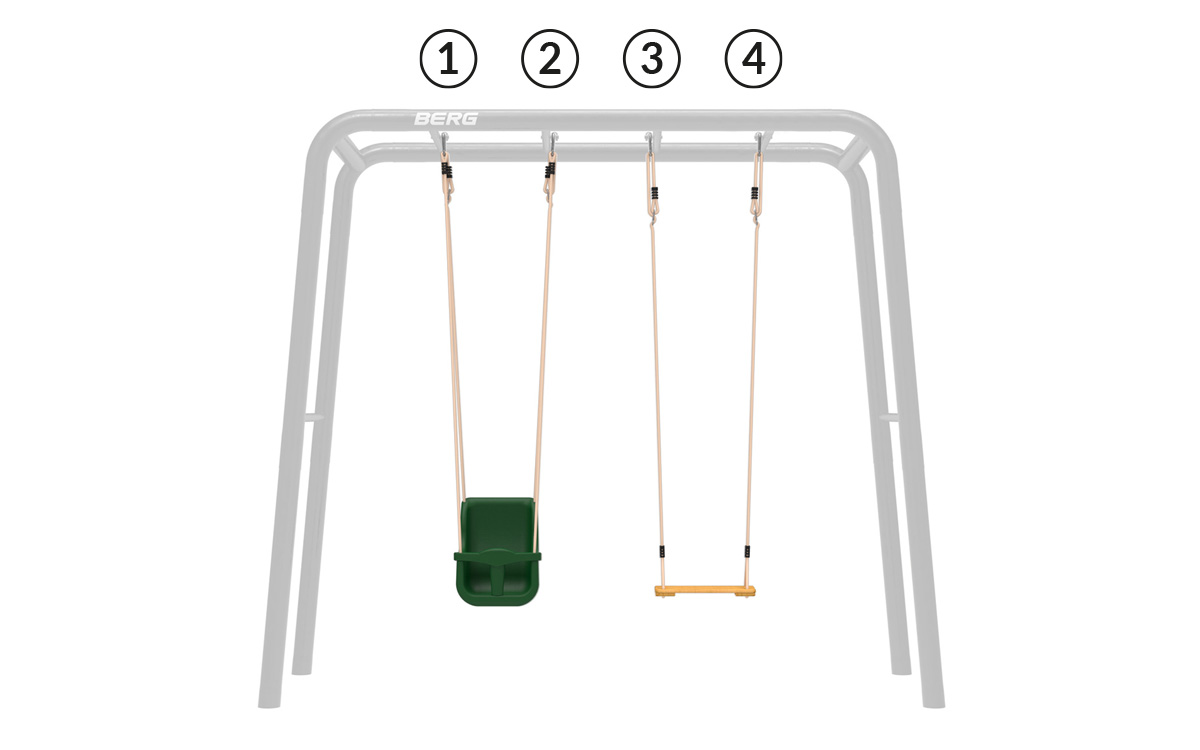 BERG PlayBase-Rahmen in der Größe Medium: Zubehör-Kombinationen aus Schaukeln, Kletternetz, Kletterwand etc.