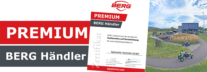 Spielheld ist dein BERG Premium Händler. BERG verleiht das Zertifikat an ausgewählte Händler für Fachkenntnis und Serviceleistung.